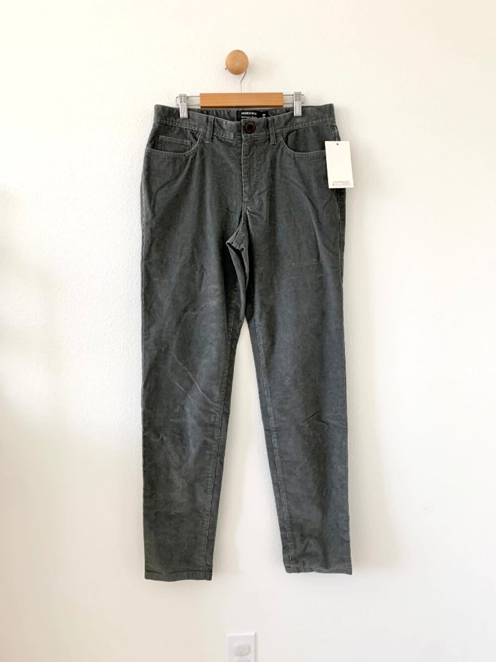 ❤️ 3/50 Nordstrom Gray Corduroy Tech Smart Slim Fit Pants 30W 32L 30x32